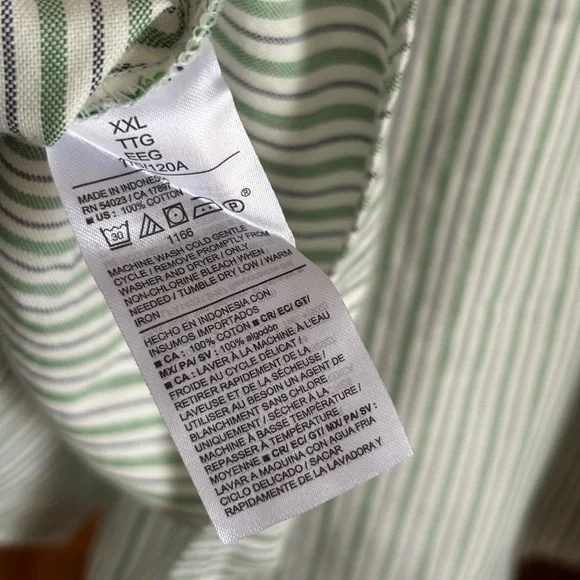 NWT Old Navy Cropped Button-Down White and Green Striped Shirt | Women’s XXL - Picture 4 of 16
